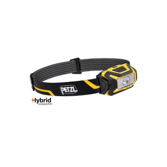 PETZL - ARIA 1R - LINTERNA FRONTAL COMPACTA RECARGABLE / 450 LUMENES. USO CON BATERIA Y PILAS.